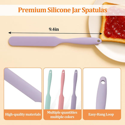 3 Pack Silicone Jar Spatula Small Silicone Spatulas Mini Jar Scraper for Peanut Butter, Mayo, Jams Flexible Kitchen & Baking Tools(Color B)