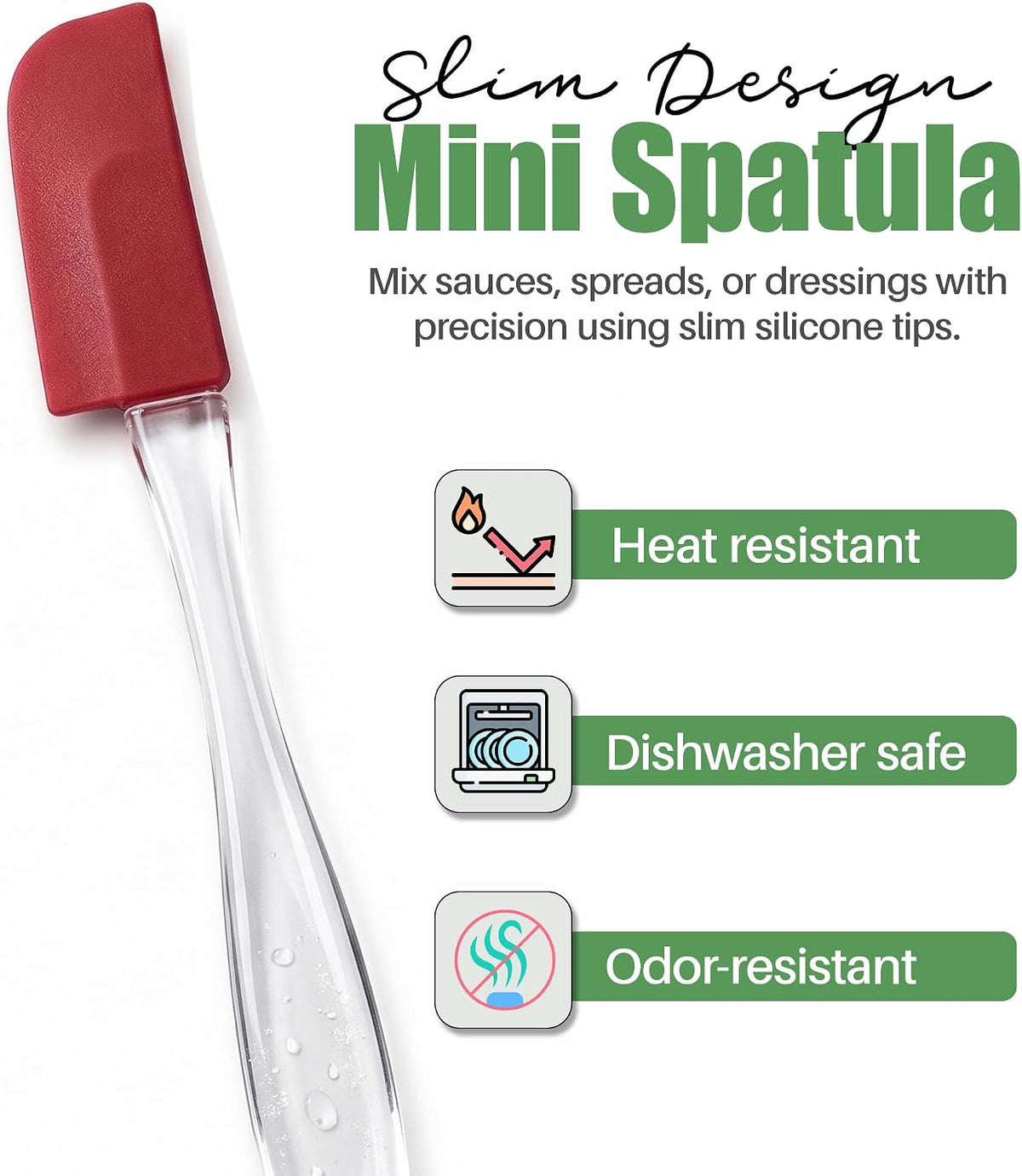 Evelots 6-Piece Mini Spatula Set, Small Silicone Spatulas for Baking
