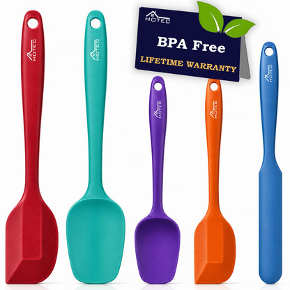 HOTEC Silicone Rubber BPA-Free Spatula Set, Set of 5, Classic Blue