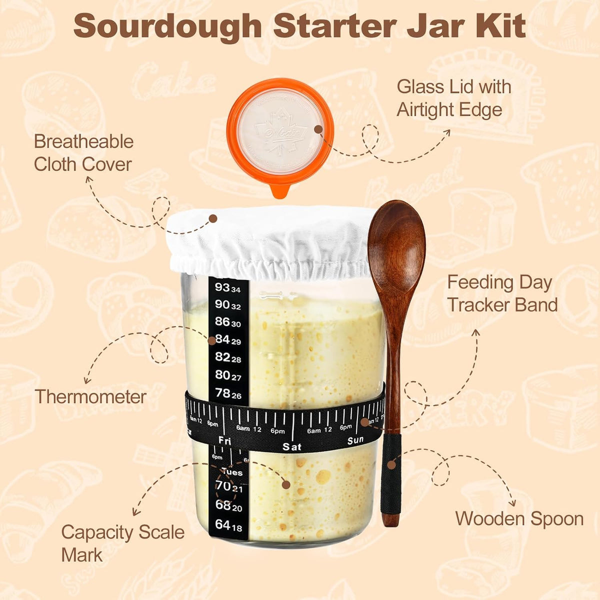 TOKPELA Sourdough Starter Kit 13Pcs Sourdough Bread Baking Supplies