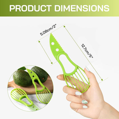 3 in One Avocado Slicer with Food Grade BPA Free Plastic and Stainless-Steel Pitter - Multipurpose Ergonomic Kitchen Gadget for Hassle-Free Preparation - Dishwasher Safe - Pack of 2