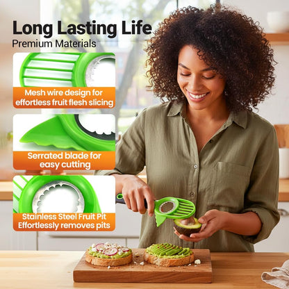 3-in-1 Avocado Slicer, 2026 New Avocado Pitter, Multifunctional Avocado Tool for Kitchen Helper, Ergonomic Avocado Cutter for Salads, Non-Slip Handle Avocado Slicer for Home Cooking (1pcs)