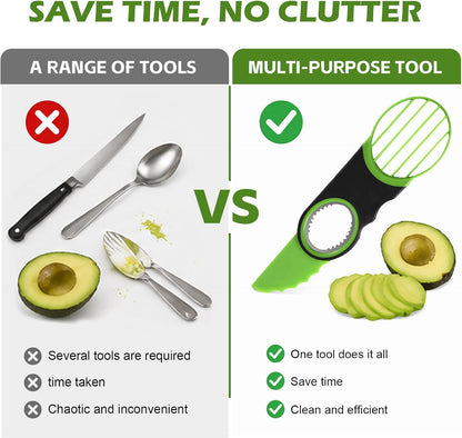 [YQBHDMTM] 3-in-1 Avocado Slicer Knife with Pitter & Peeler, Stainless Steel Blade Avocado Cutter Tool for Slicing, Pitting & Scooping – Dishwasher Safe, Green