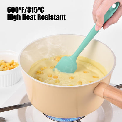 Doosu Silicone Small Spatula, 600°F Heat Resistant Mini Scraper (Aqua Sky)