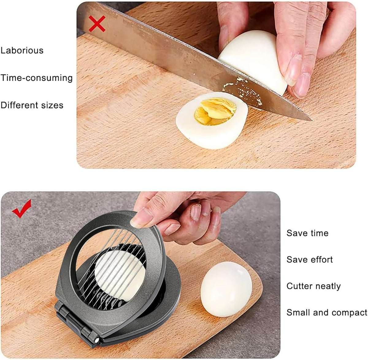 BIBURY Egg Slicer for Hard Boiled Eggs, Egg Cutter with 3 Slicing Styles