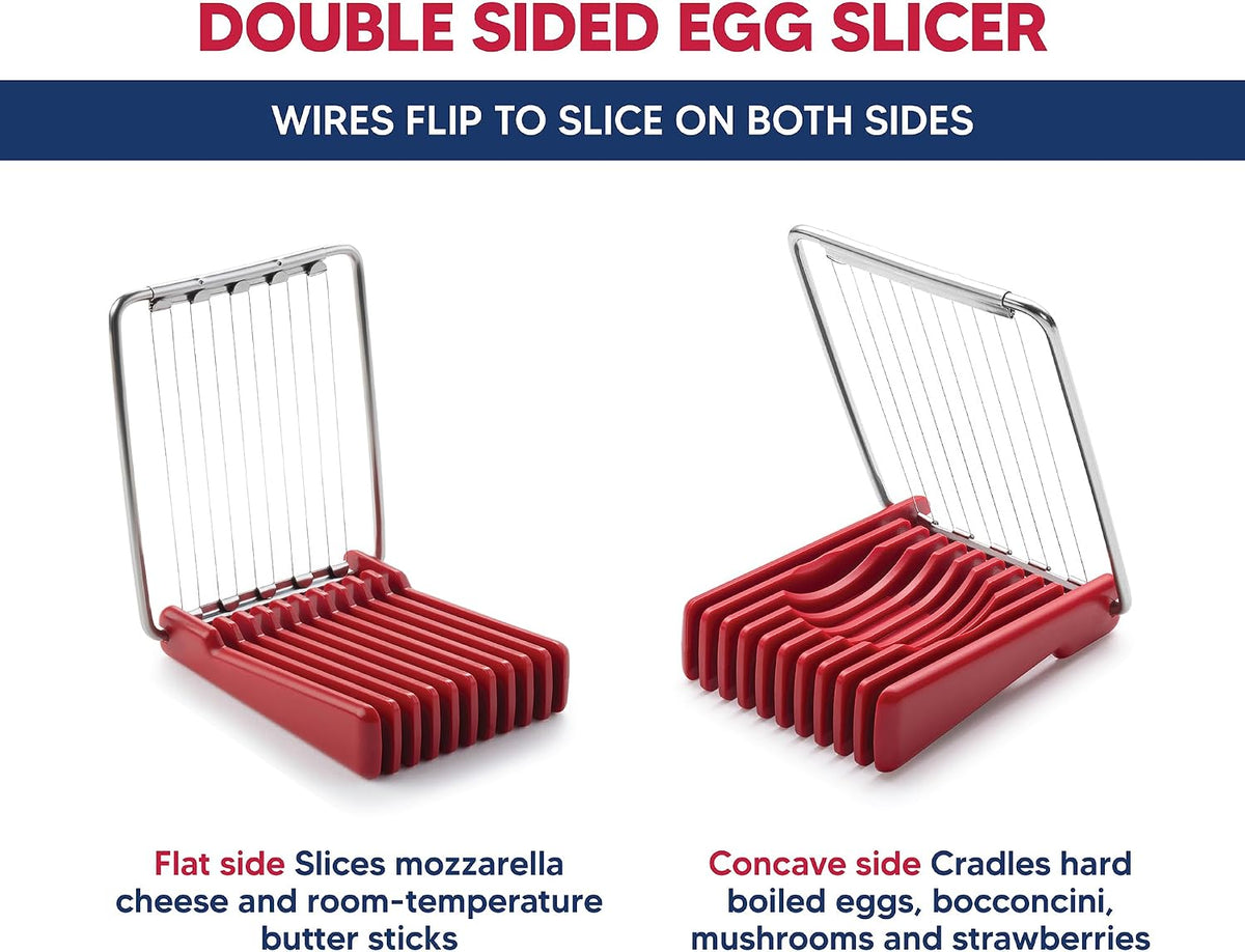 HIC Kitchen Double-Sided Egg Slicer, 18/8 Stainless Steel Wires