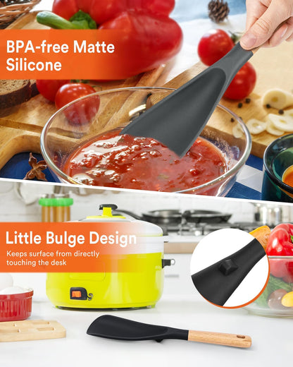 Badiano Silicone Cooking Spoon for Nonstick Cookwares, Multi-function,11.4"