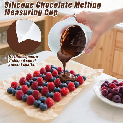 Juome Silicone Chocolate Melting Cup Set with Jar Spatulas, Heat-Resistant