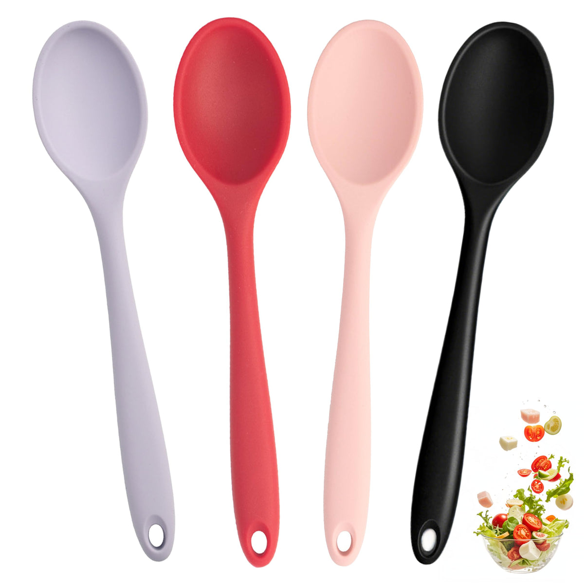 2 Pcs Silicone Spoons,Heat Resistant Mixing Spoons,10in