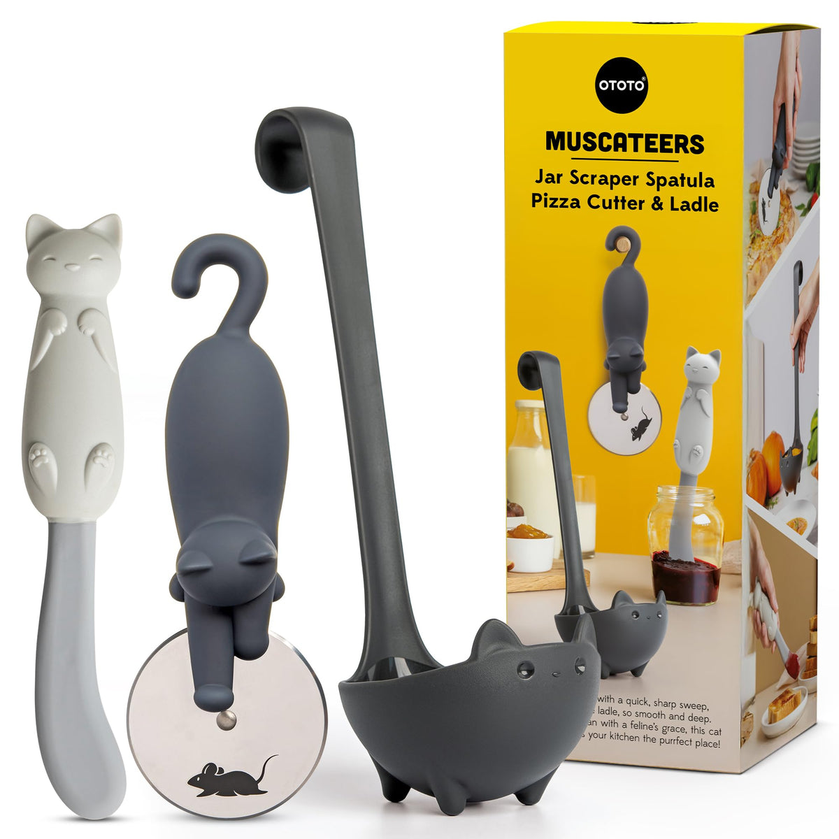 OTOTO Jar Scraper Spatula - Silicone Scraper, Cute Kitchen Accessories, Unique Fun Cooking Kitchen Gadgets for Foodies - BPA-free & 100% Food Safe (Mary Cat)