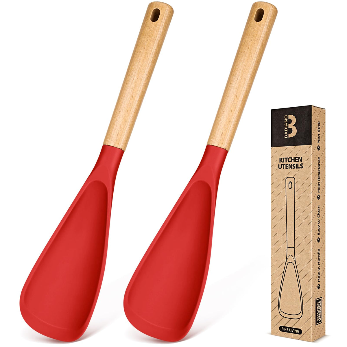 Badiano Silicone Cooking Spoon for Nonstick Cookwares, Multi-function,11.4"