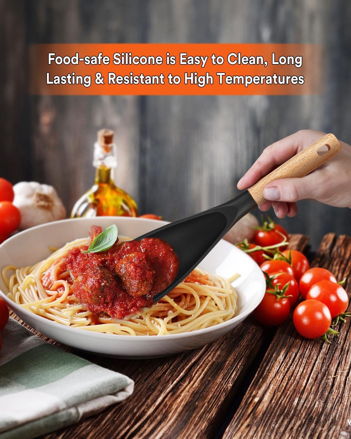 Badiano Silicone Cooking Spoon for Nonstick Cookwares, Multi-function,11.4"