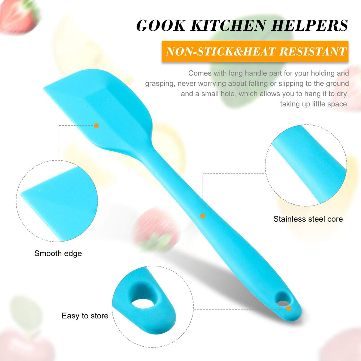 7 Pieces Silicone Spatulas 8 inch Heat-Resistant Spatulas Non-Stick Flexible Scrapers Kitchen Rubber Spatulas for Kitchen Cooking, Baking, Mixing Tools