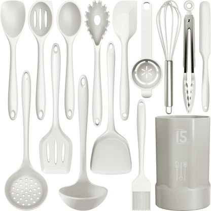 AOTHOD Silicone Cooking Utensils Set - 446°F Heat Resistant Silicone Kitchen Utensils,Spatula,Spoon, Kitchen Utensil Sets Gadgets Tools Set for Nonstick Cookware,Dishwasher Safe BPA FREE (Multicolor)