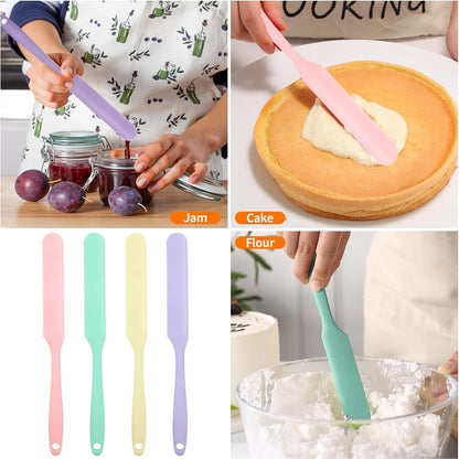 4 Pcs Silicone Jar Spatula, Small Scraper Skinny Spreader for Jars