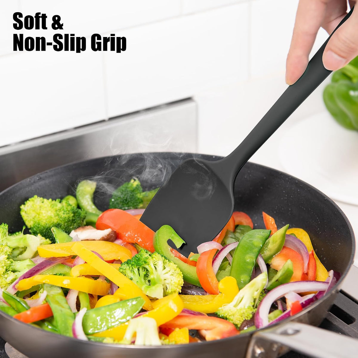 Doosu 600°F Heat Resistant Silicone Spatula Scrapers (Set of 4, Multi-3)