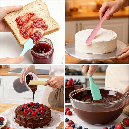 Palksky Silicone Chocolate Melting Cup Set with 4 Silicone Measuring Cups (250ml & 350ml) and 4PCS Heat-Resistant Jar Spatulas, Non-Stick Baking Tools for DIY Chocolate, Butter & Cream Mixing