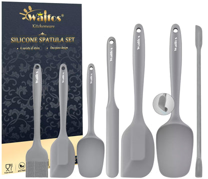 Walfos 600°F High Heat Resistant Silicone Spatula Set of 5- Food Grade Rubber Spatula Set for Baking Cooking & Mixing - BPA Free, Non Stick and Dishwasher Safe,black
