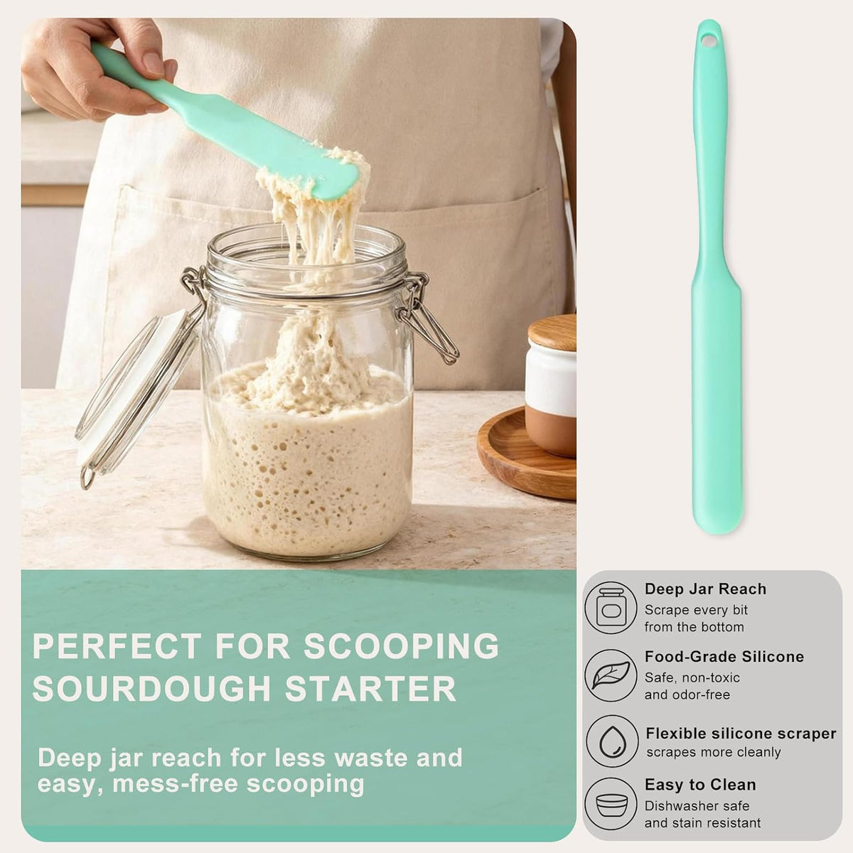 6 PCS Silicone Spurtle Spatula Set for sourdough starter Baking Cooking