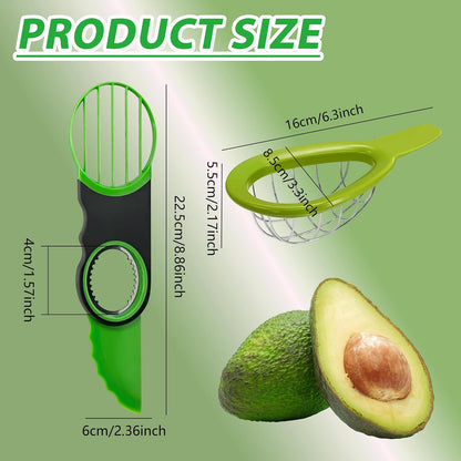 2 Pack Avocado Slicer Set, 3-in-1 Avocado Cutter Slicer