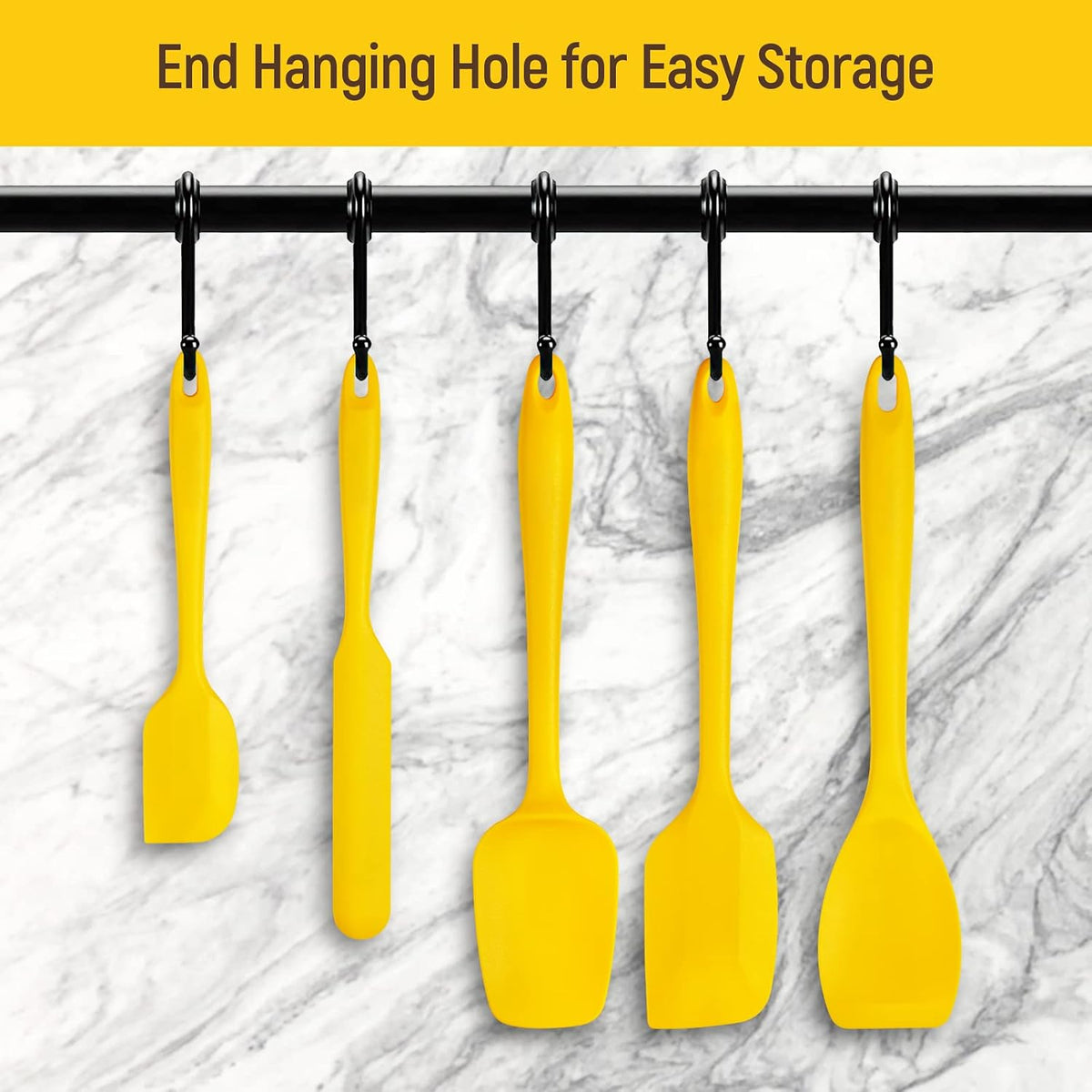 Tomorotec Silicone Spatulas Set 6Pc Heat Resistant Baking Cooking Yellow