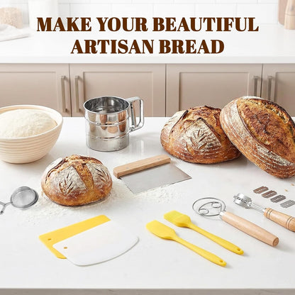 Sourdough Bread Baking Tool Set with Bread Lame & Blades, Bowl Scraper