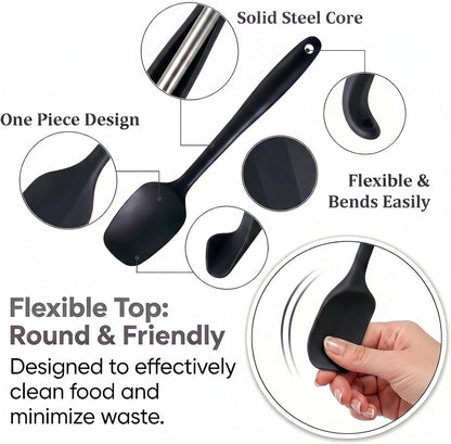 Silicone Spatula Set 9Pcs, Heat Resistant 572°F, Food-Grade Silicone, BPA-Free for Baking, Cooking & Mixing, Non-Stick, Dishwasher Safe, Rubber Spatulas & Baking Spatula Set, Black