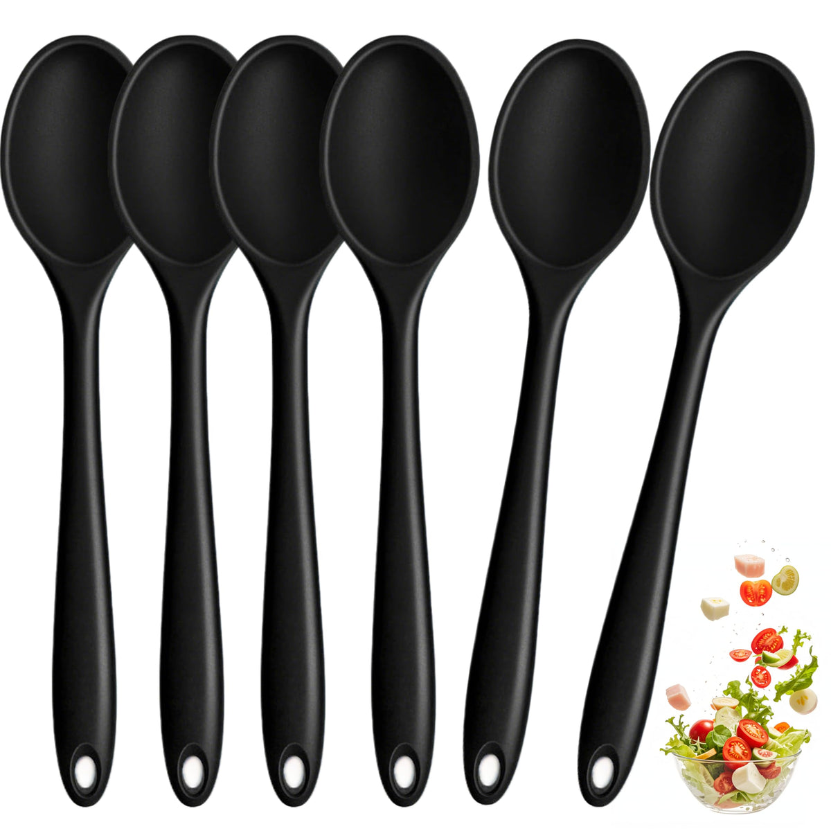 2 Pcs Silicone Spoons,Heat Resistant Mixing Spoons,10in