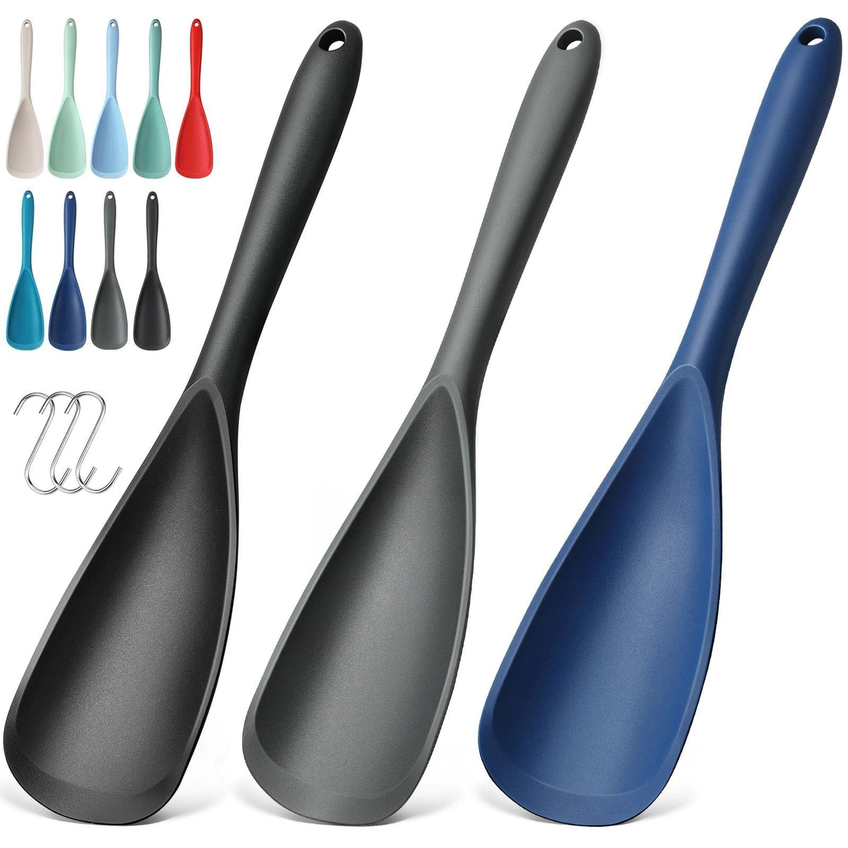 3 PACK Silicone Cooking Spoon Spatula for Nonstick Cookware, Heat‑resistant