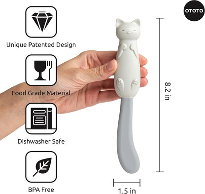 OTOTO Jar Scraper Spatula - Silicone Scraper, Cute Kitchen Accessories, Unique Fun Cooking Kitchen Gadgets for Foodies - BPA-free & 100% Food Safe (Mary Cat)