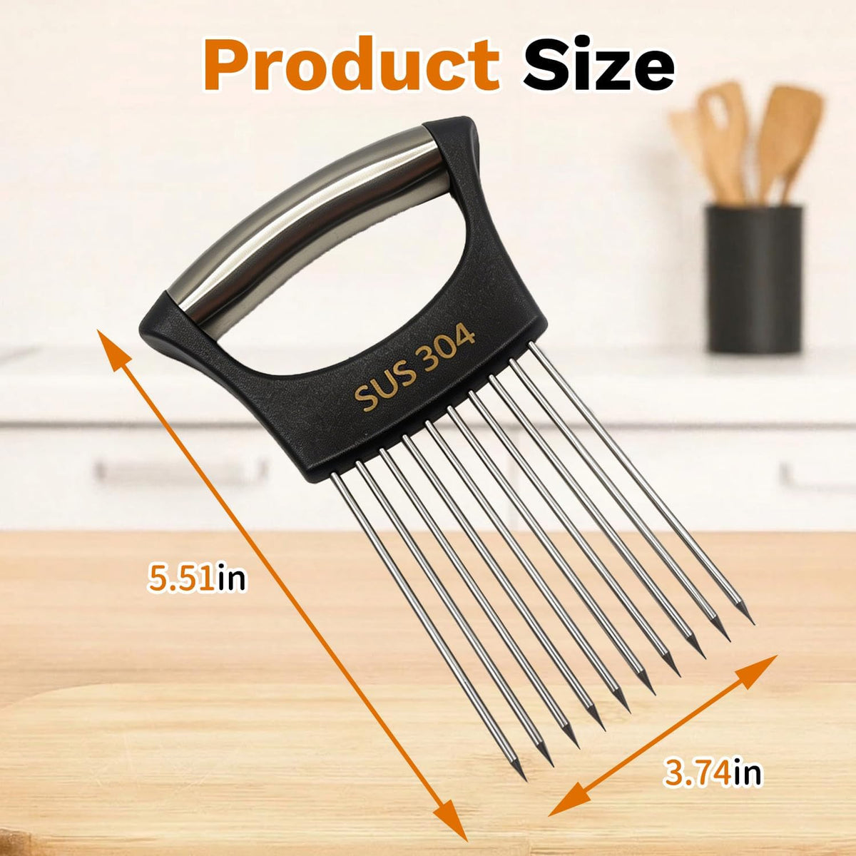 Onion Holder for Slicing, Onion Cutter Vegetable Chopper, 304 Stainless Steel Tomato Slicer Vegetable Cutter for Potato, Avocados, Eggs, Food Slicer Assistant Tool for Fruit Lemon and Meat