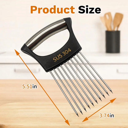 Onion Holder for Slicing, Onion Cutter Vegetable Chopper, 304 Stainless Steel Tomato Slicer Vegetable Cutter for Potato, Avocados, Eggs, Food Slicer Assistant Tool for Fruit Lemon and Meat