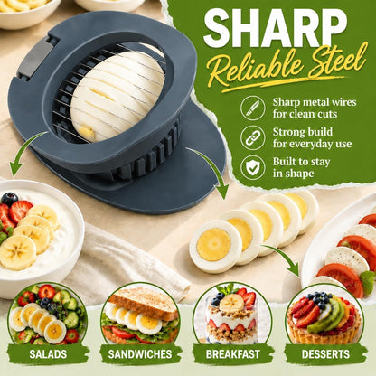 NOVANO Egg Slicer for Hard Boiled Eggs, Multi Function Stainless Steel Wire Egg Cutter, Egg Salad Maker, Fruit Slicer for Avocado, Strawberry, Kiwi Fruit