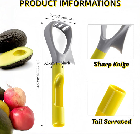 HeCotia Multi-Function Avocado Slicer, 3 in 1 Avocado Pitter Masher and Peeler with Comfort Grip Handle Fruit Corer Remover for Apples Pears Fruits Salads