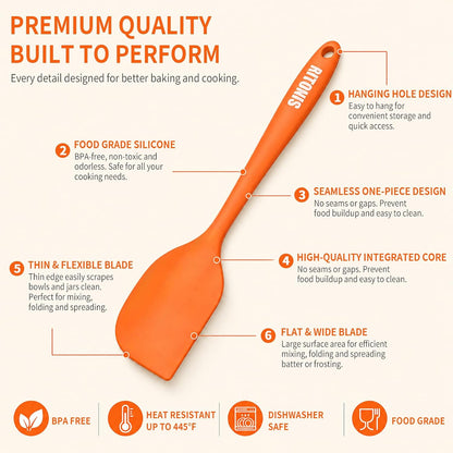 Silicone Spatula Set, 5-Piece Heat Resistant Scraper Tools
