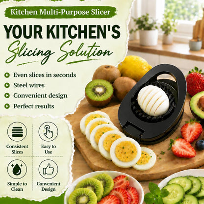 NOVANO Stainless Steel Wire Egg Cutter, Hard Boiled Egg Slicing Gadget, Egg Salad Making Tool, Versatile Kitchen Accessory for Eggs, Avocado, Strawberry, Kiwi Fruit