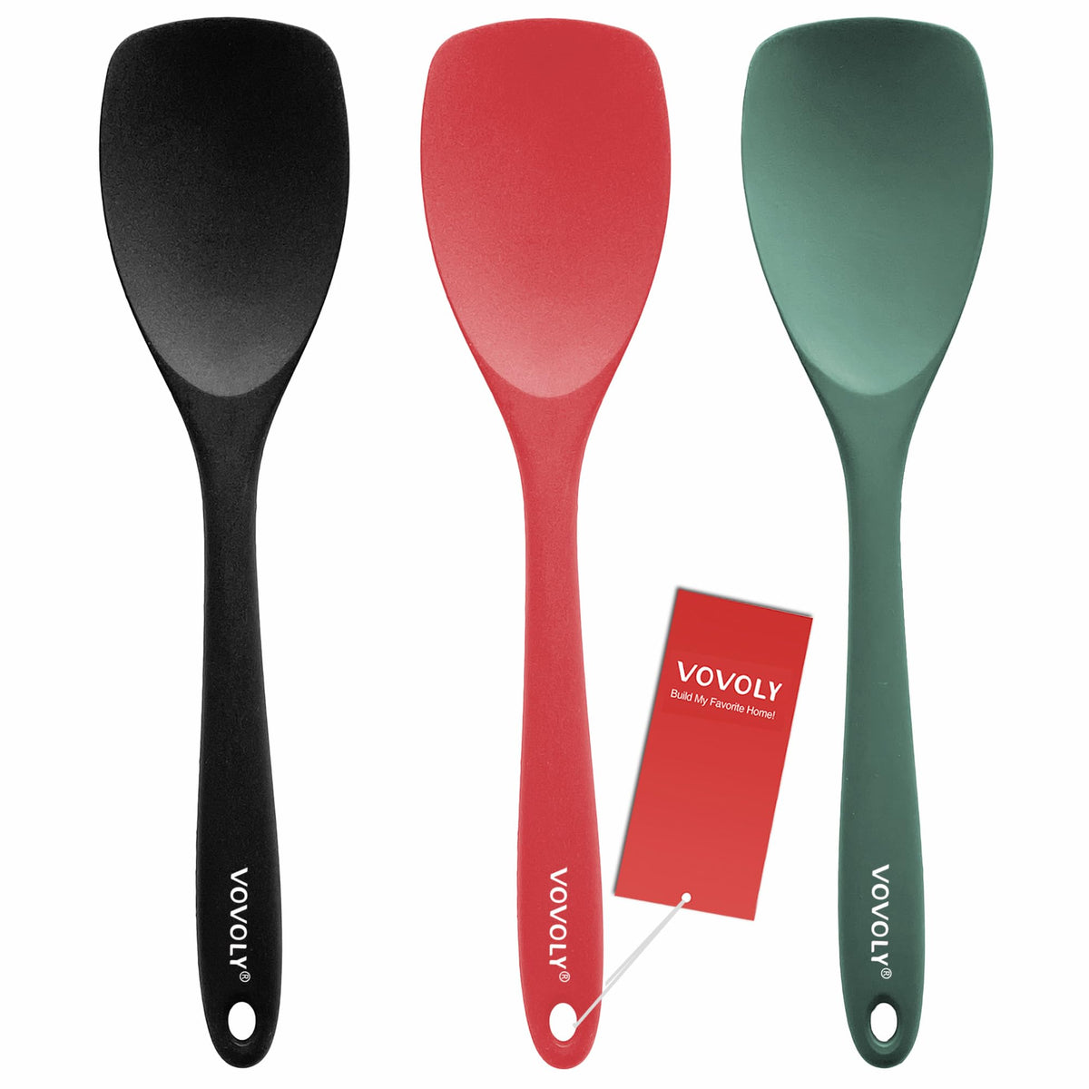Vovoly Silicone Spatula Spoon Set, 11 IN, Assorted, Spoonula Heat Resistant
