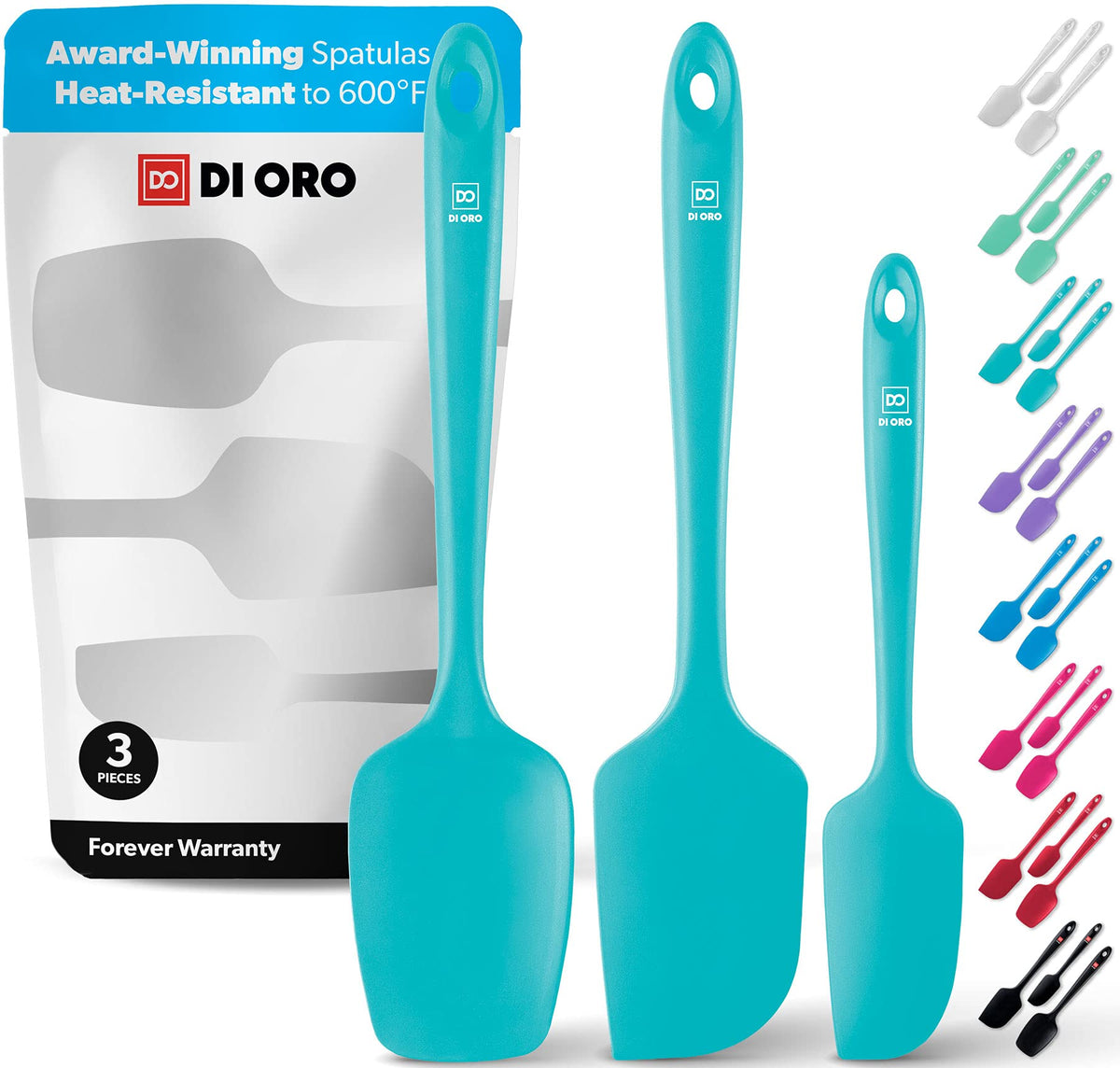 DI ORO Silicone Spatula Set - 600F Heat Resistant, 3-Pc Red