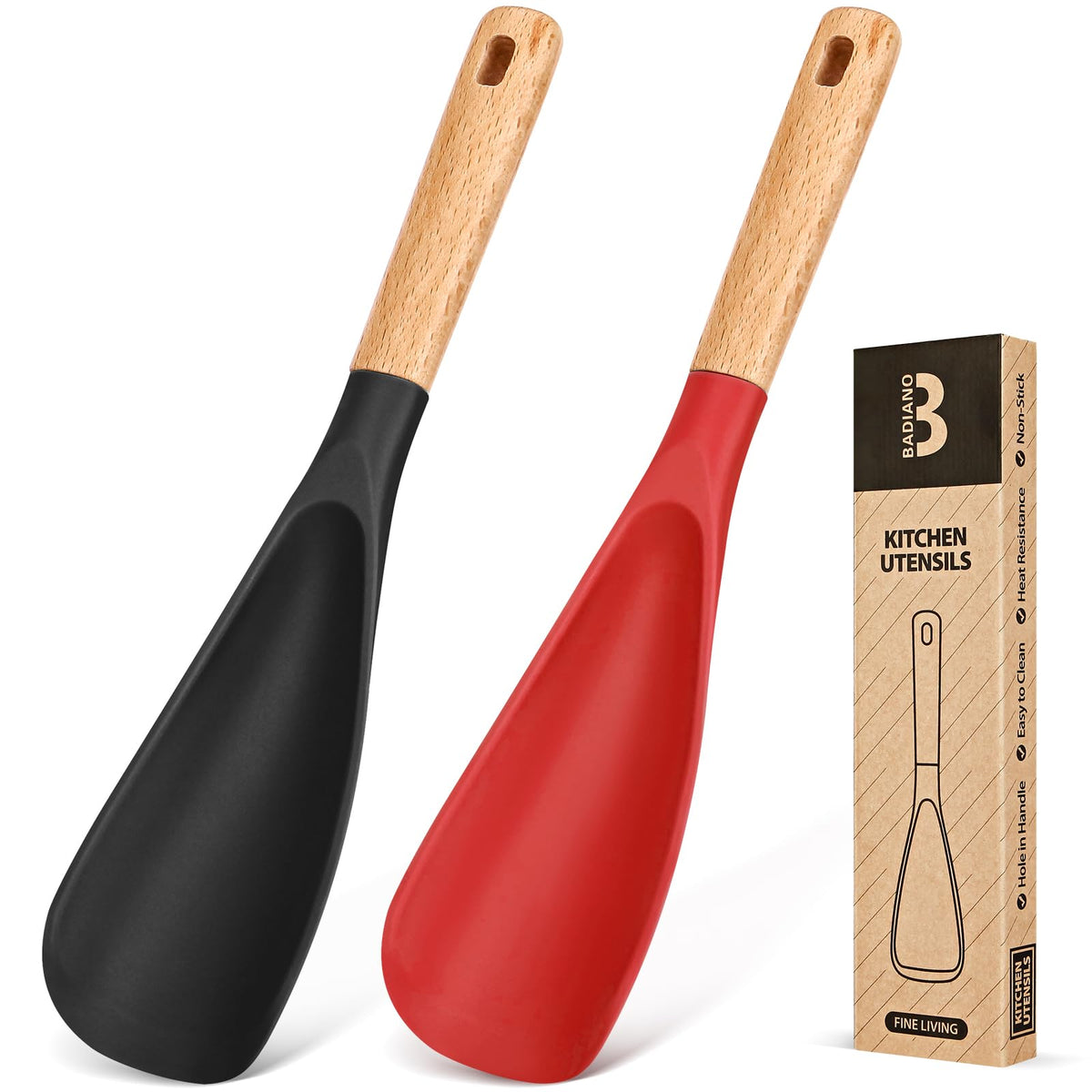 Badiano Silicone Cooking Spoon for Nonstick Cookwares, Multi-function,11.4"