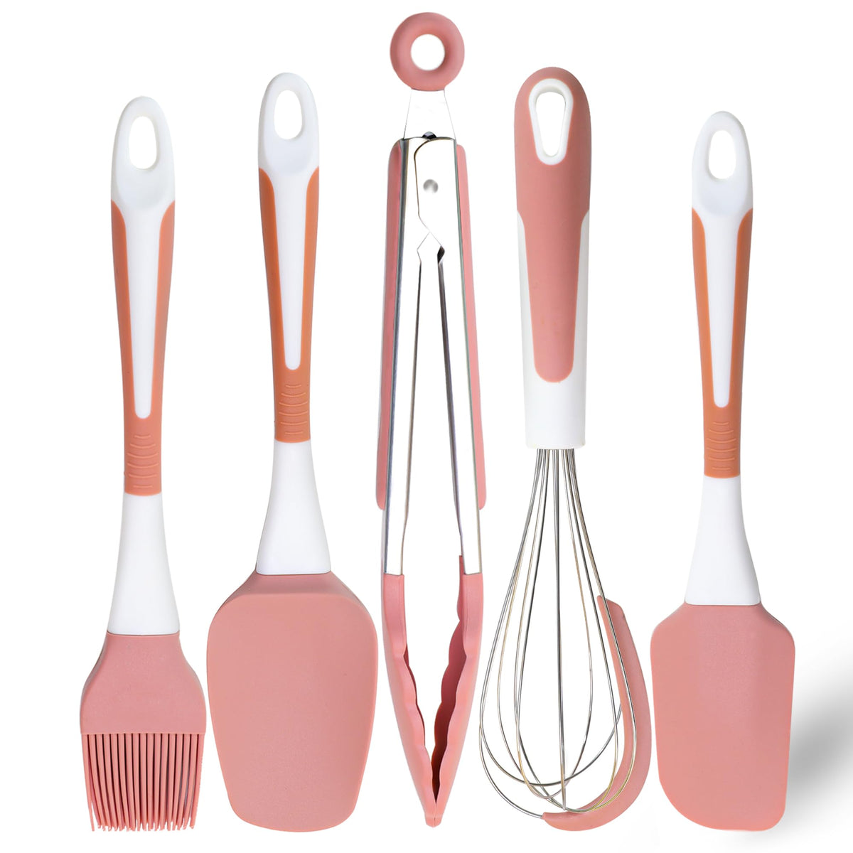 Silicone Kitchen Cooking Utensils Set Heat Resistant, 5 Pcs Silicone Spatula Set for Baking Cooking Mixing, Silicone Cooking Utensils Set for Nonstick Cookware, Dishwasher Safe (Green), Medium