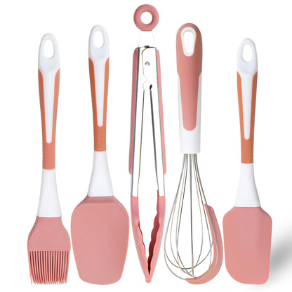 Silicone Kitchen Cooking Utensils Set Heat Resistant, 5 Pcs Silicone Spatula Set for Baking Cooking Mixing, Silicone Cooking Utensils Set for Nonstick Cookware, Dishwasher Safe (Green), Medium