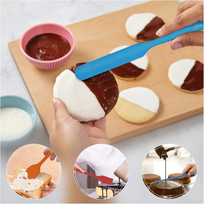 HOTEC Silicone Rubber Spatula Set BPA-Free, Multicolor, Set of 5