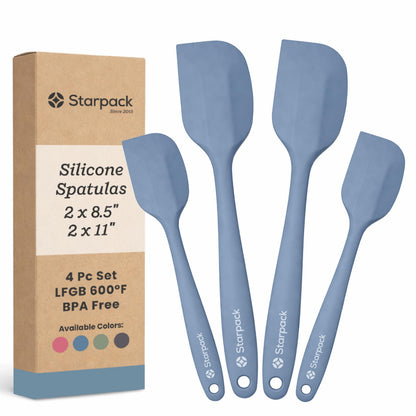 Starpack 'Scrape and Stir' Silicone Rubber Spatula Set (4-Piece) - LFGB Non Toxic, 600°F Heat Resistant, BPA-Free, One-Piece Kitchen Baking Spatulas - Dishwasher Safe for Nonstick Cookware Sage Green