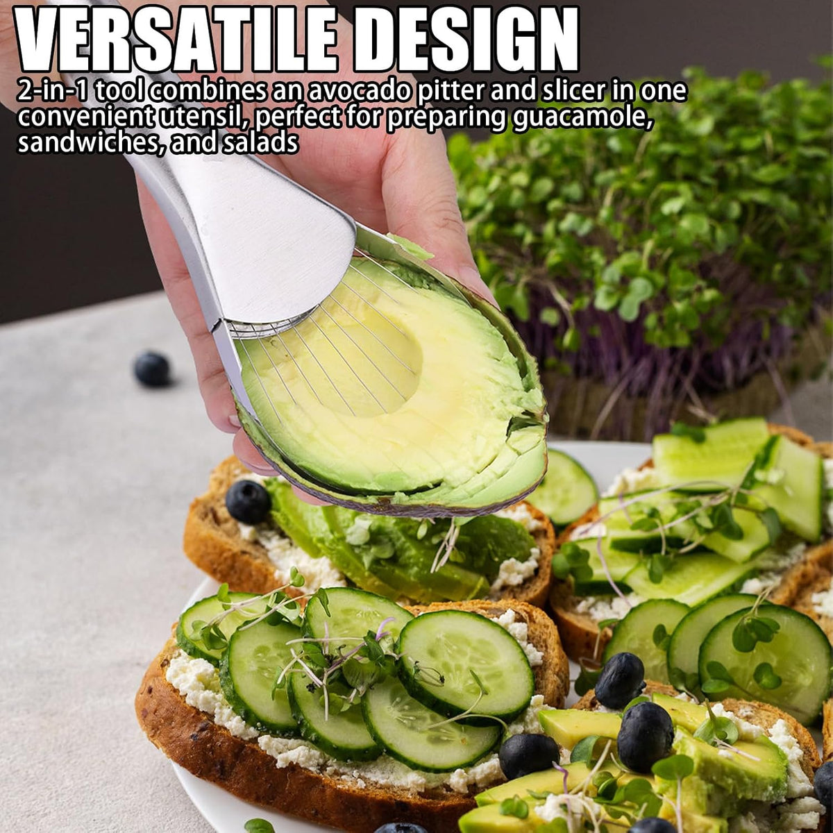 2-in-1 Avocado Pitter and Slicer Stainless for Sandwiches Salads