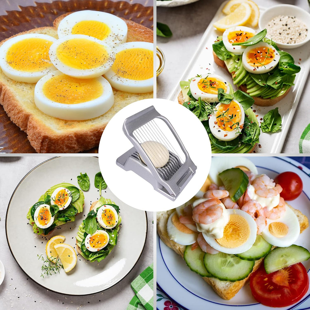 Egg Slicer for Hard Boiled Eggs Egg Cutter Strawberry Slicer Heavy Duty Aluminium Slicer Stainless Steel Wire Multipurpose Egg Slicer Dicer for Soft Fruit Mushroom,Egg Slicer
