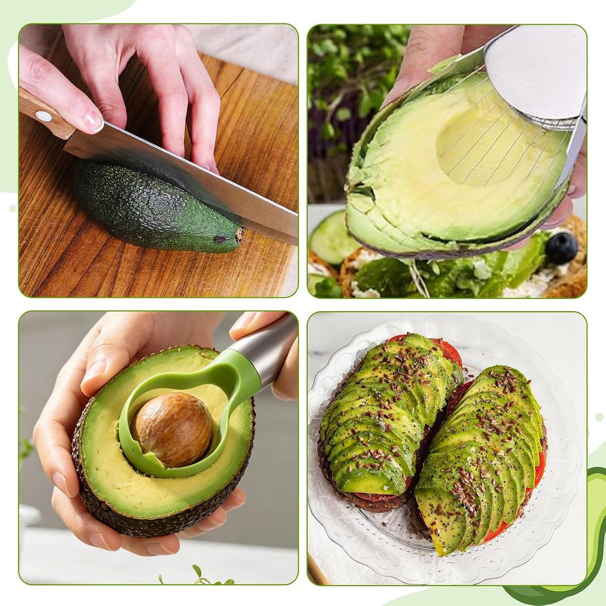 Avocado Slicer Tool, 3-in-1 Stainless Steel Avocado Slicer Tool
