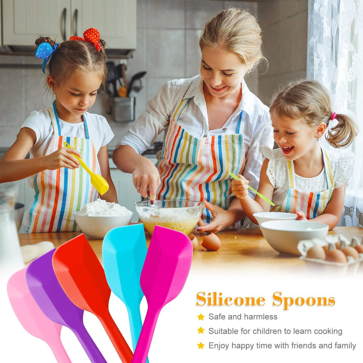 7 Pieces Silicone Spatulas 8 inch Heat-Resistant Spatulas Non-Stick Flexible Scrapers Kitchen Rubber Spatulas for Kitchen Cooking, Baking, Mixing Tools