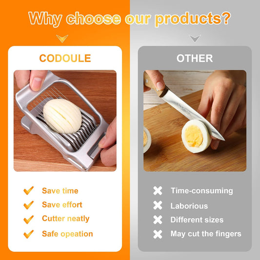 Egg Slicer for Hard Boiled Eggs Egg Cutter Strawberry Slicer Heavy Duty Aluminium Slicer Stainless Steel Wire Multipurpose Egg Slicer Dicer for Soft Fruit Mushroom,Egg Slicer