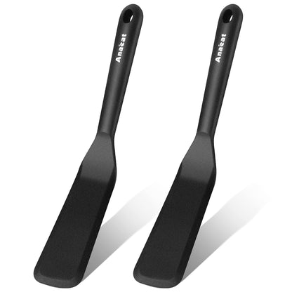 Anaeat 4 Piece Silicone Spatula Set - Seamless One-Pieces Design - Non Stick Rubber Spatulas Kitchen Scraper for Baking, Cooking, Scraping & Mixing, Heat Resistant & BPA Free & Dishwasher Safe (Black)