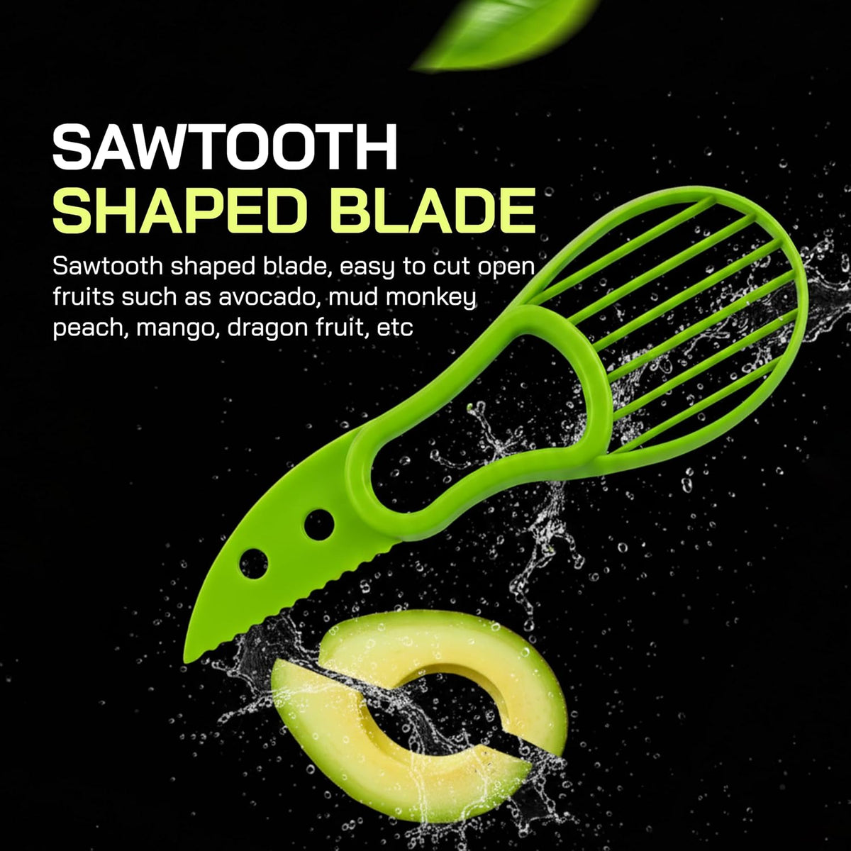 3 in One Avocado Slicer with Food Grade BPA Free Plastic and Stainless-Steel Pitter - Multipurpose Ergonomic Kitchen Gadget for Hassle-Free Preparation - Dishwasher Safe - Pack of 2